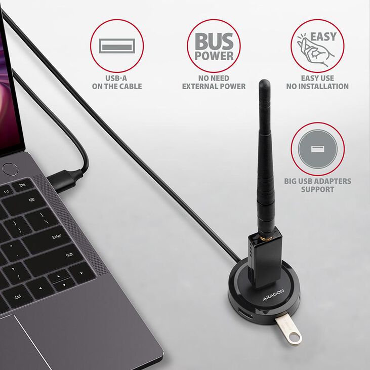 HUB USB AXAGON HUE-P1AL 4x USB 3.2 Gen 1 ROUND, micro USB power IN image number 2