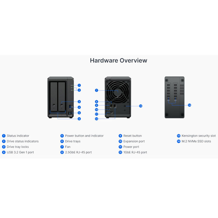 NAS Synology Disk Station D725+ - 2 Baías - CPU 2-Core AMD Ryzen R1600 - 4GB RAM image number 6
