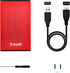 Caja Externa HDD Tooq 2.5" SATA (9,5mm) - USB 3.0/3.1 Gen 1 Rojo Metalizado image number null