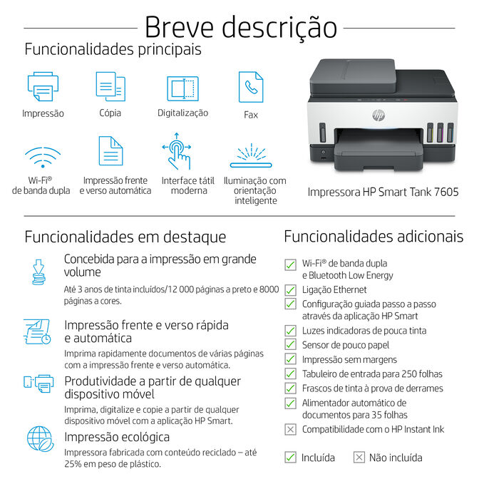 Impresora Multifunci&oacute;n de Inyecci&oacute;n de Tinta HP Smart Tank 7605 Todo-en-Uno WiFi image number 4