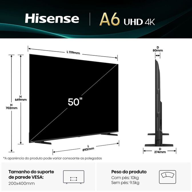 Televisor Hisense 50A6Q 50" LED UltraHD 4K VIDAA image number 1