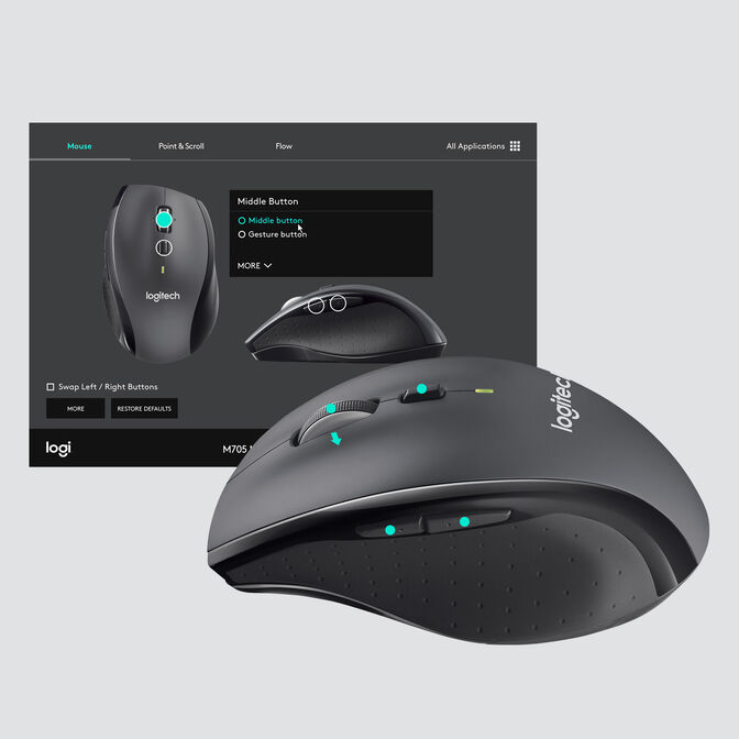 Rat&oacute;n Logitech M705 Marathon Wireless Negro image number 3