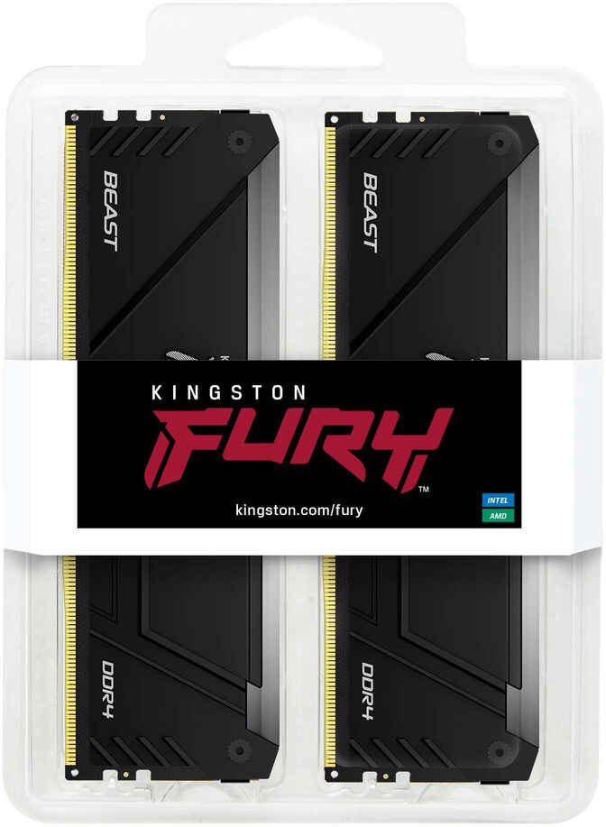 Kingston Kit 32GB (2 x 16GB) DDR4 3200MHz FURY Beast RGB Negro 1Rx8 CL16 image number 1
