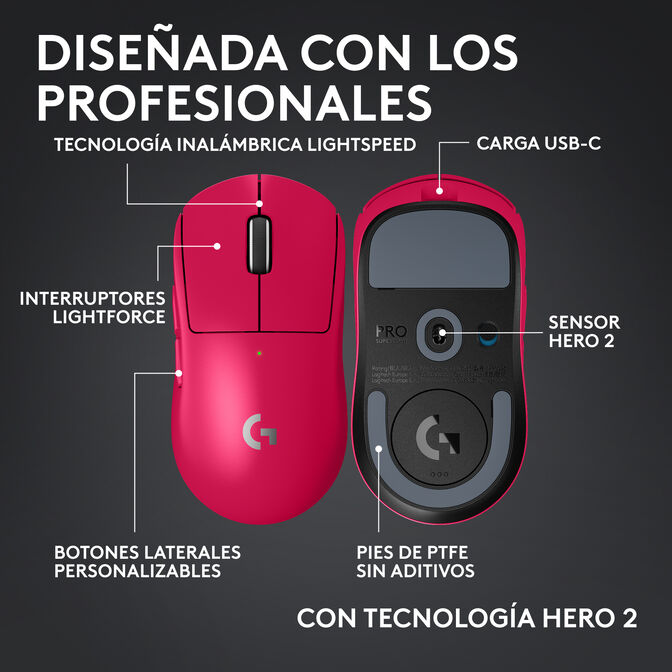 Rat&oacute;n Logitech G PRO X Superlight 2C 44000DPI Lightspeed Wireless Rosa image number 8