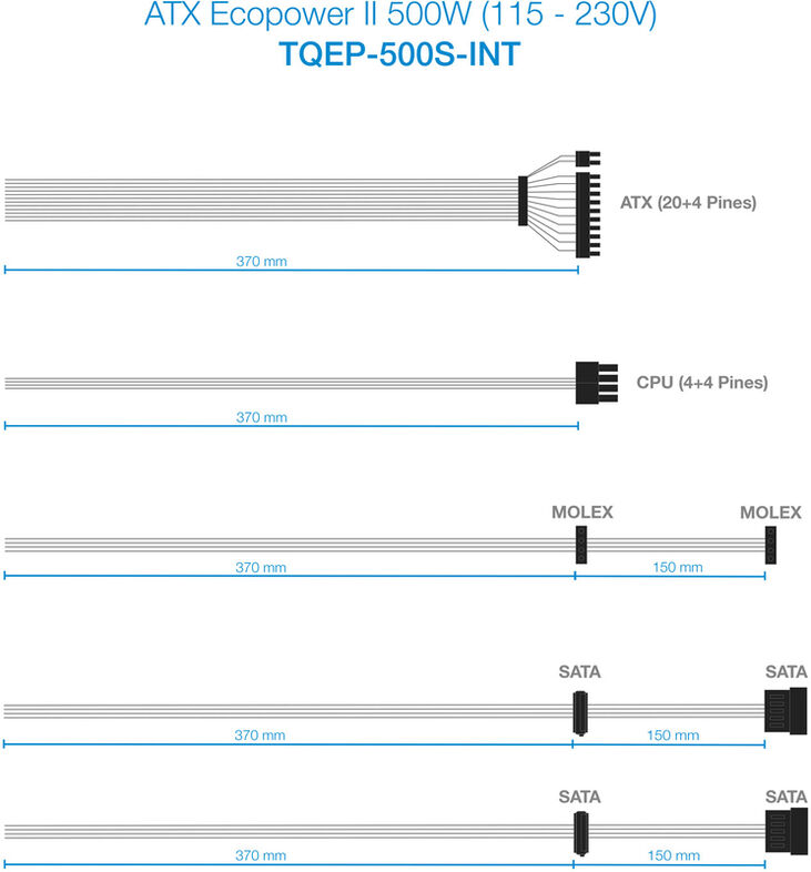 Fuente Alimentación Tooq Ecopower II ATX 500W (S/Cable Alim) image number 5
