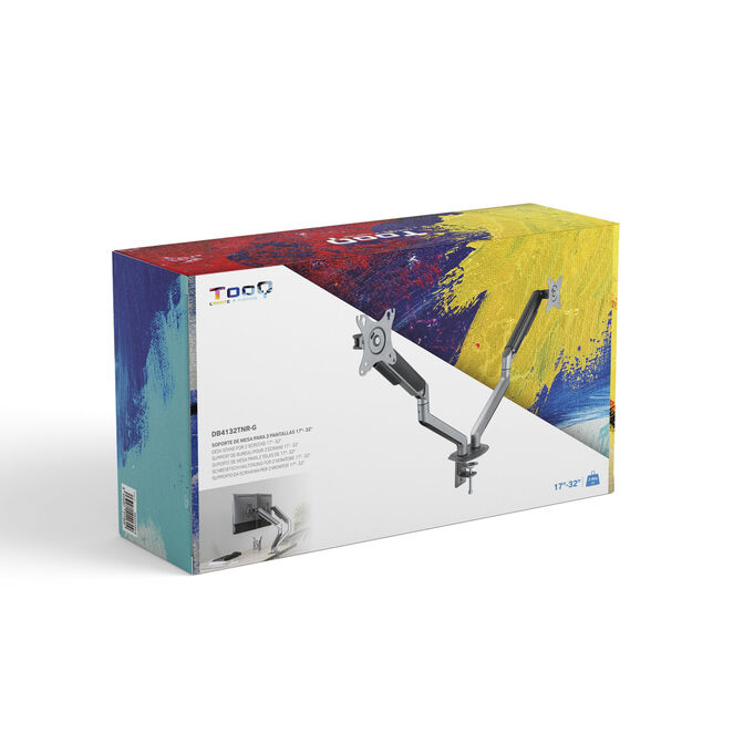 Soporte de Mesa Tooq Doble Tilt e GiRat&oacute;nrio c/mola 17" a 32" Max. 9Kg Gris/Negro image number 4