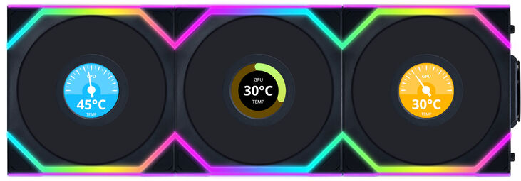 Ventilador Lian Li UNI FAN SL120 LCD Wireless RGB Reverse Blade PWM Negro 120mm (Pack 3) image number 0