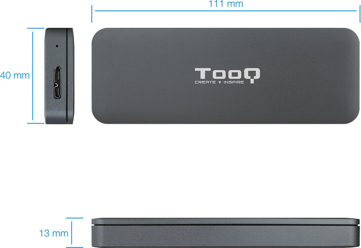 Caja Externa SSD Tooq M.2 NGFF - USB 3.1 Gen 1 Gris image number 2