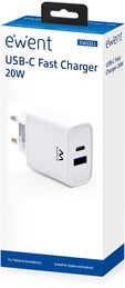 Cargador Ewent USB-C / QC3.0 Fast Charger 20W Blanco image number null