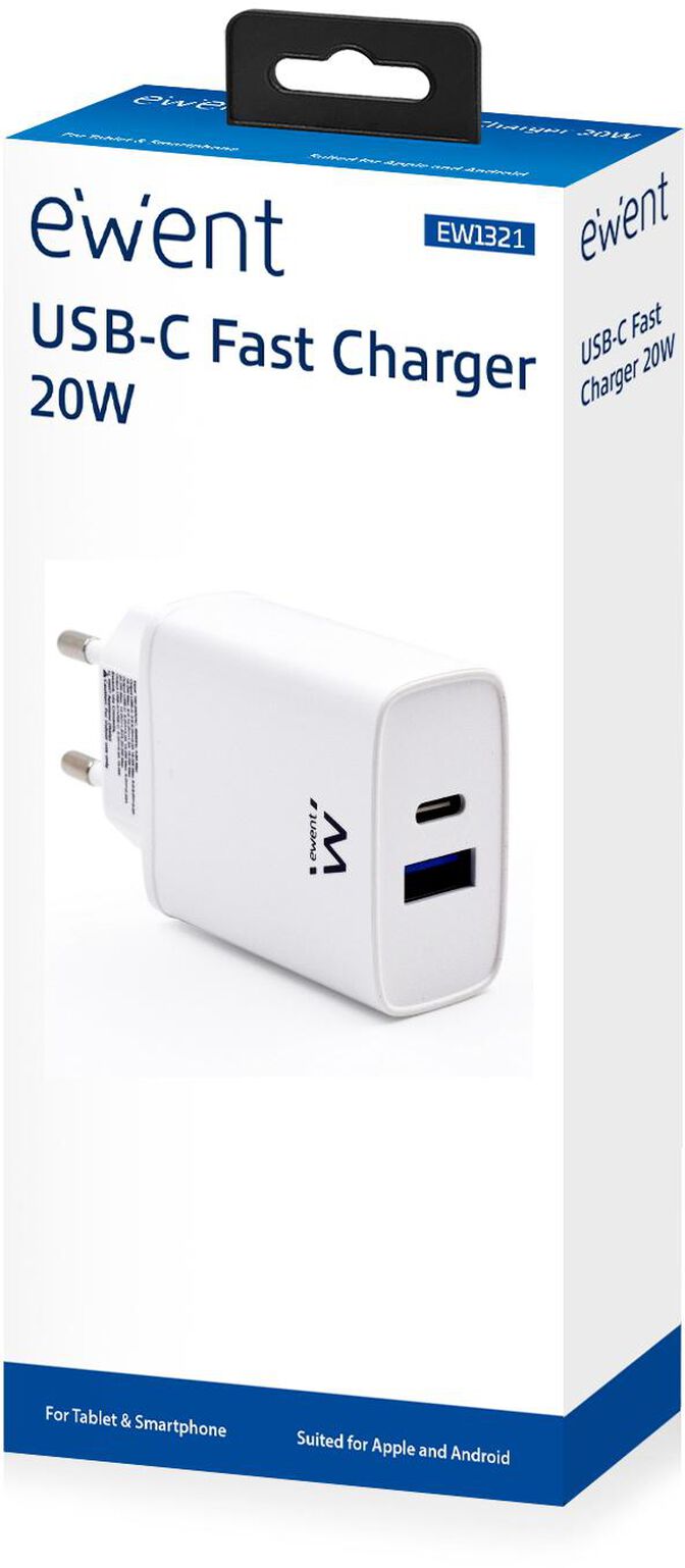 Cargador Ewent USB-C / QC3.0 Fast Charger 20W Blanco image number 4