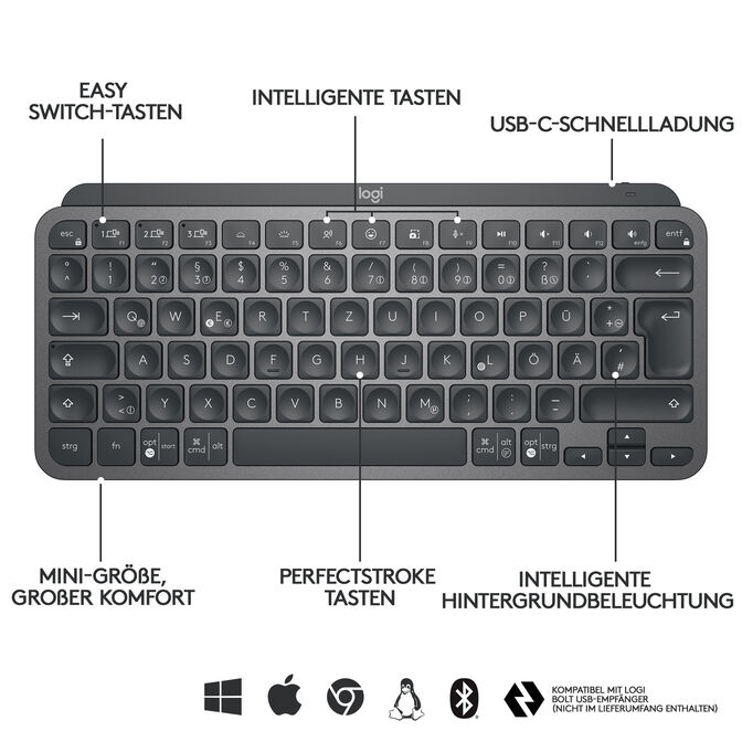 Teclado Logitech MX Keys Mini Bluetooth Grafito (US) image number 15