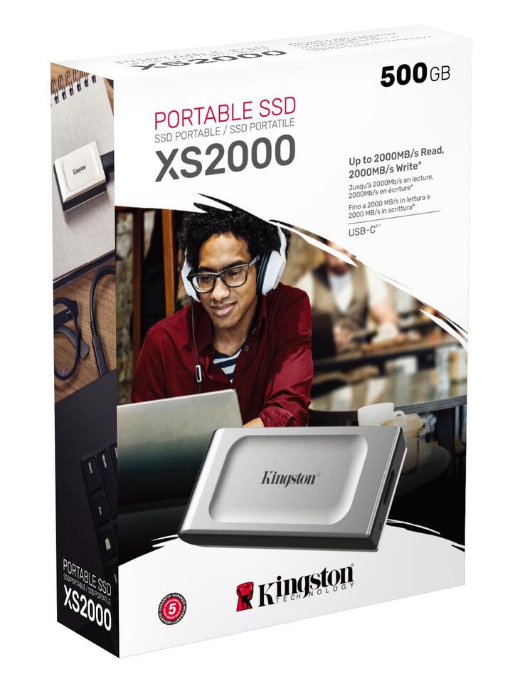 SSD Externo Kingston XS2000 500GB USB3.2 Gen2 Gris (2000/2000MB/s) image number 3