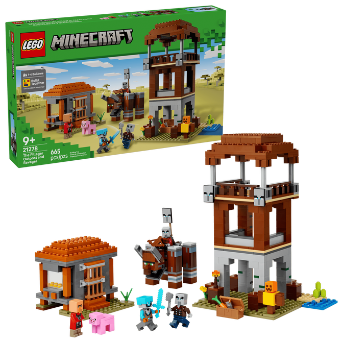 LEGO Minecraft: El Puesto de Avanzada del Saqueador y el Devastador, 665 Piezas (21278) image number 0