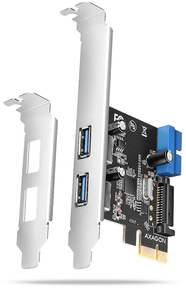 Adaptador PCIe AXAGON PCEU-232RS PCIe card - 2+2x USB 5Gbps port, SATA power image number 0