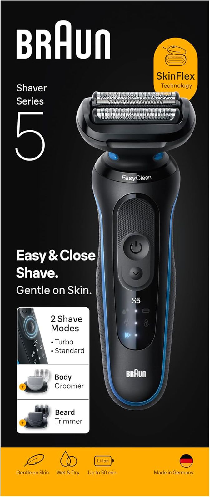 Afeitadora Braun Series 5 52-B1650s Negro/Azul image number 0