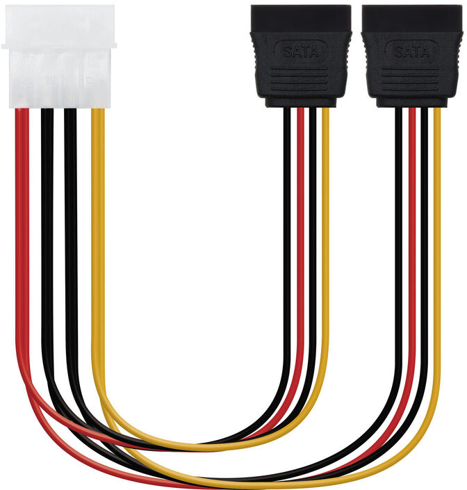 Cable de Alimentaci&oacute;n SATA NanoCable - 5.25" (Molex 4Pinos) M - 2x SATA F 30 CM image number 0