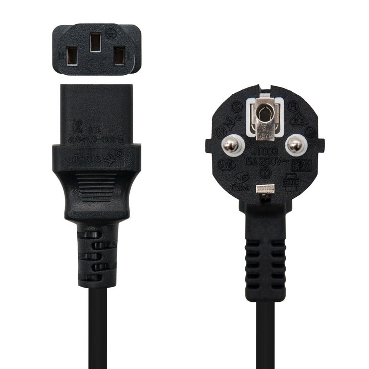Cable de Alimentación Nanocable CEE7/M - C13/F 2M Negro image number 1
