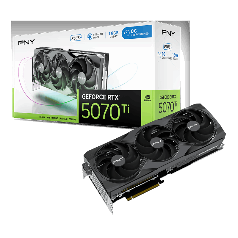 Tarjeta Gr&aacute;fica PNY GeForce&reg; RTX 5070 Ti Gaming Triple Fan Plus OC 16GB GDDR7 DLSS4