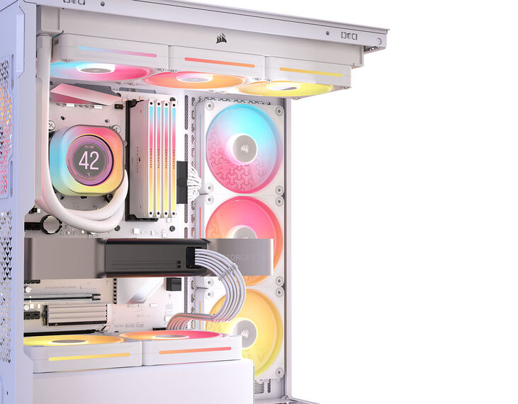 Torre E-ATX Corsair 3500X LXR Link RGB Blanco Cristal Templado image number 10