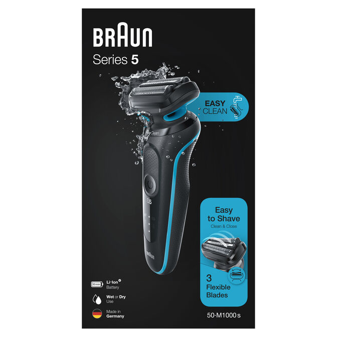 Afeitadora Braun Series 5 50-M1000s Negro/Azul image number 4