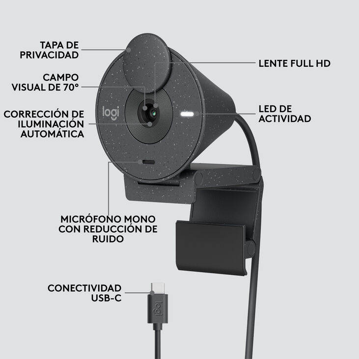 Webcam Logitech Brio 300 Full HD 1080p USB Type-C image number 10
