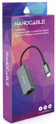 Adaptador Gigabit NanoCable USB-C a Ethernet Gigabit 10/100/1000 Mbps 15 CM Gris image number null