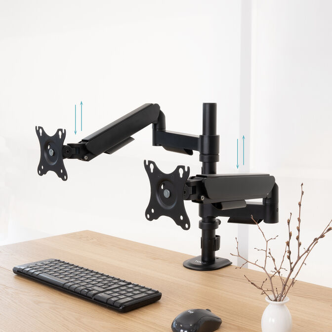 Soporte de Escritorio Tooq Doble Inclinable y Giratorio 17" a 32" Negro image number 4