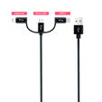 Cable USB 3 em 1 Nanocable USB-A para 1x USB-C + 1x Micro-USB + 1x Lightning 1 M Negro image number null