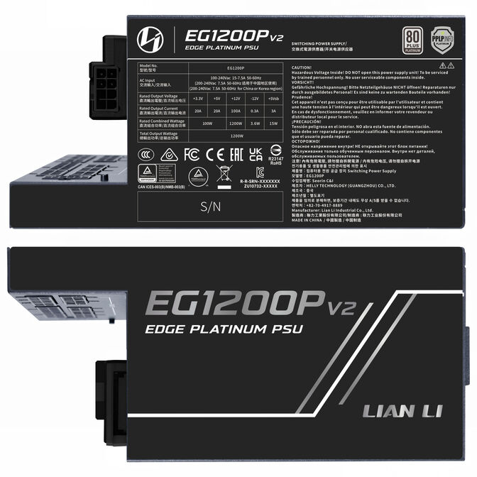 Fuente Modular Lian Li Edge Platinum V2 1200W 80+ Platinum Negra (C/Hub) image number 2
