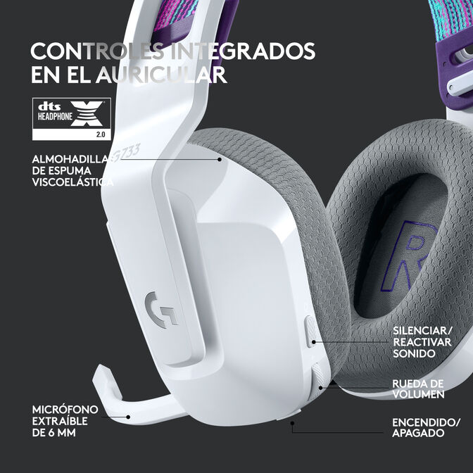 Auriculares Logitech G733 RGB Lightspeed Wireless Blanco image number 20