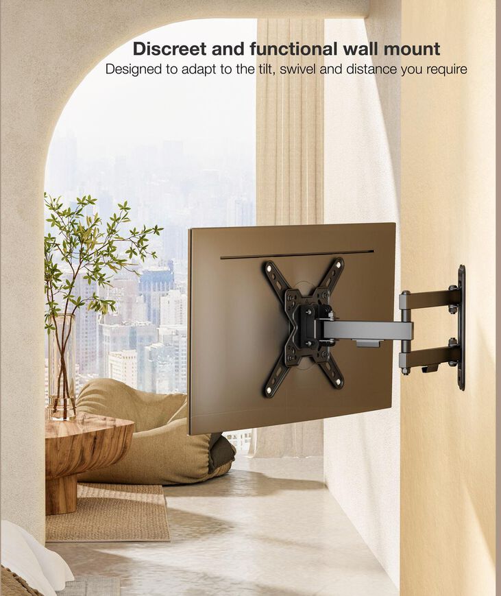 Soporte de Pared Tooq Tilt e Giratónrio 13" a 43" 66-370 mm Max. 20kg Negro image number 5