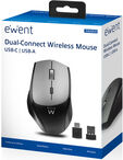 Rat&oacute;n Ewent EW3245 Wireless Dual Connect (USB-A y USB-C) 2400DPI Negro image number null