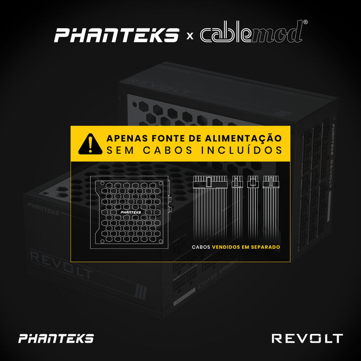 Fuente Modular Phanteks Revolt ATX 3.0 PCIe 5.0 1200W Platinum Preta (Sin Cables Incluídos) image number 9