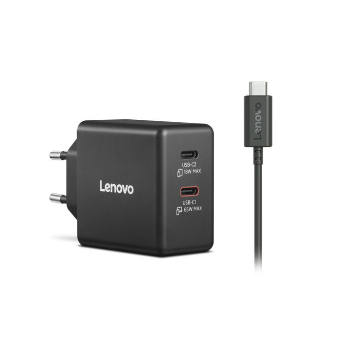 Caregador Lenovo de Parede USB-C 65W Dual GaN + Cabo USB-C 1.5m image number 2