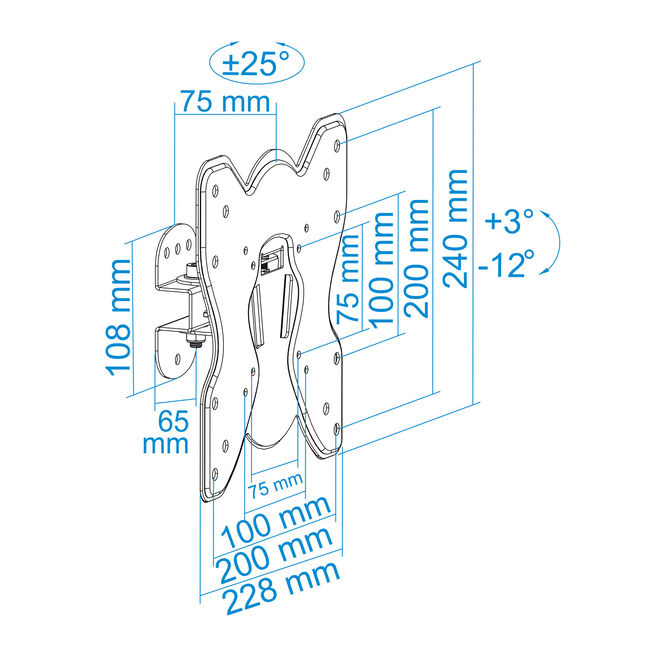 Soporte de Pared Tooq 23" a 42" Max. 25kg Negro image number 13