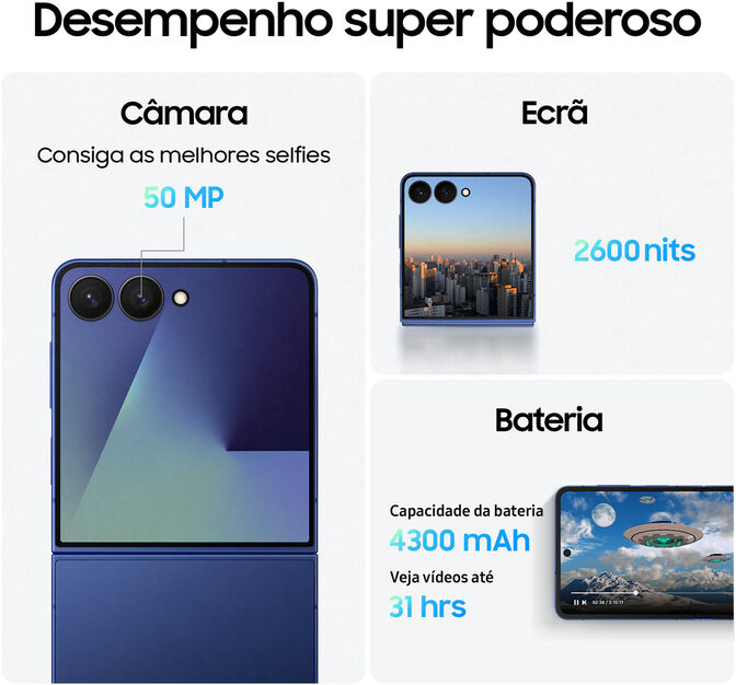 Smartphone Samsung Galaxy Z Flip 7 5G 6.9" (12 /256GB) 120Hz Azul Oscuro image number 4