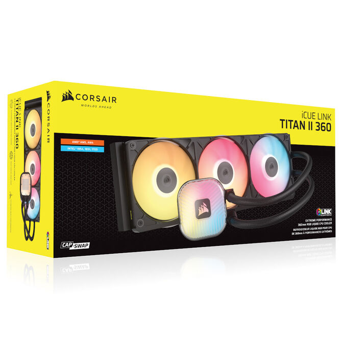 Refrigeraci&oacute;n L&iacute;quida CPU Corsair iCUE LINK TITAN II 360 RX RGB 360mm Negro image number 7