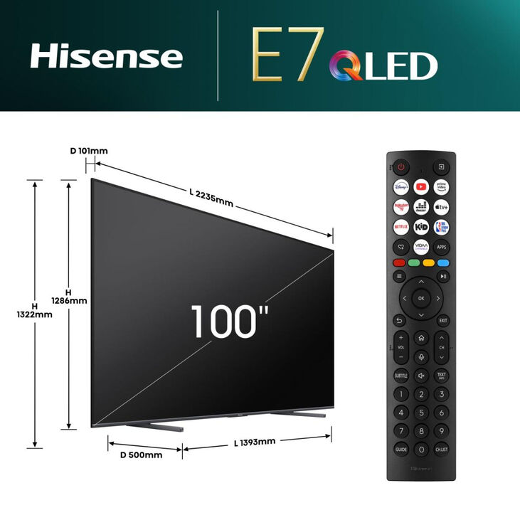 Televisor Hisense 100E7NQ 100" QLED UltraHD 4K VIDAA image number 1