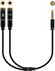 Cable de Divis&atilde;o Audio NanoCable Jack 3,5/M 4 PINOS - 2x Jack 3,5/H 3 PINOS 30 CM Negro image number null