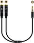 Cable de Divisão Audio NanoCable Jack 3,5/M 4 PINOS - 2x Jack 3,5/H 3 PINOS 30 CM Negro image number null