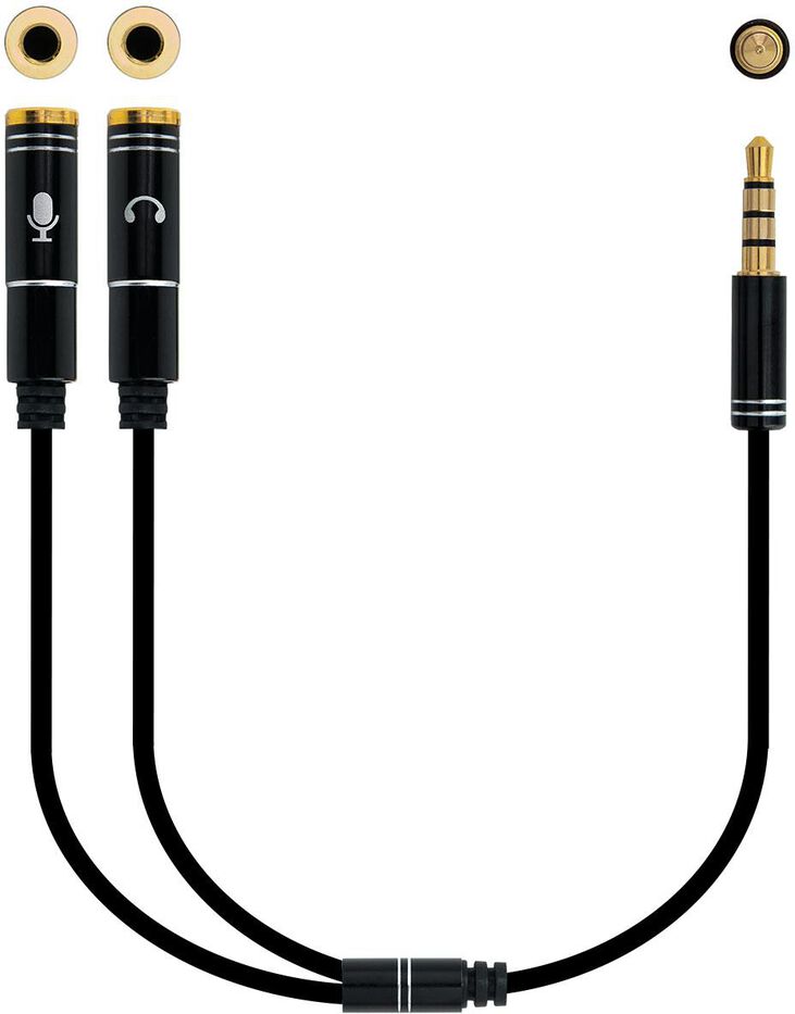 Cable de Divisão Audio NanoCable Jack 3,5/M 4 PINOS - 2x Jack 3,5/H 3 PINOS 30 CM Negro image number 0