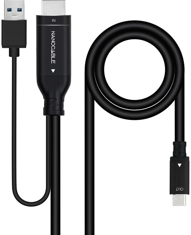 Cable Conversor NanoCable HDMI 2.0 para USB-C 1.8 M Negro image number 0