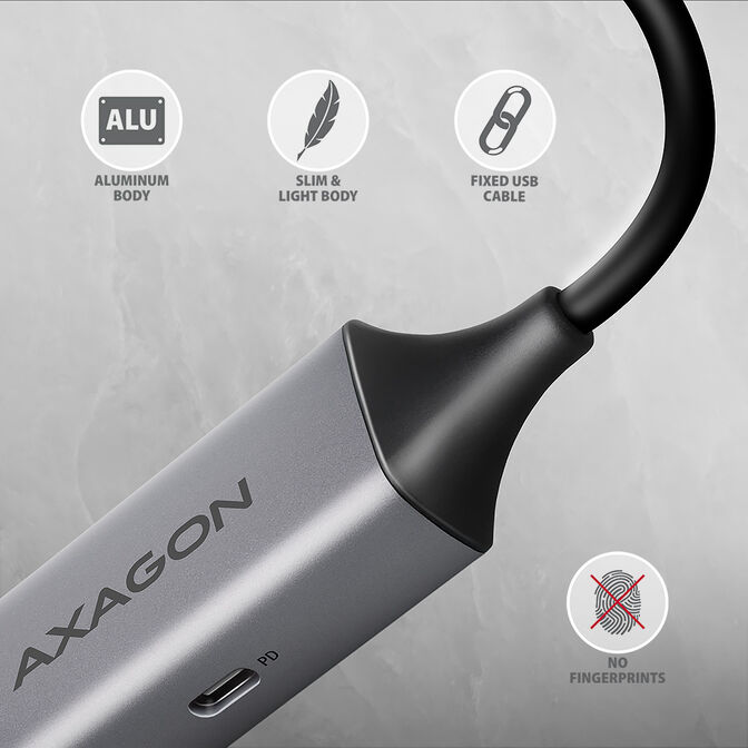 Adaptador AXAGON ADE-TXPD USB-C USB3.2 Gen 1 -  Gigabit Ethernet + PD 100W image number 2