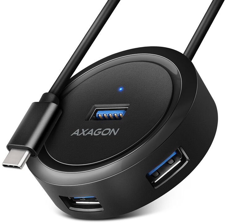 HUB USB-C AXAGON HUE-P1C 4x USB 3.2 Gen 1 ROUND, micro USB power IN image number 0
