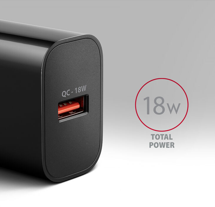 Cargador de pared AXAGON ACU-QC18, 1 puerta (USB-A), QC3.0/AFC/Apple, 18 W, Negro image number 1
