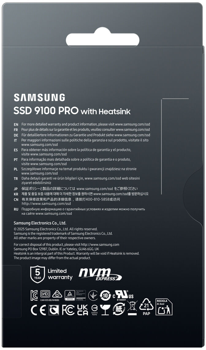SSD Samsung 9100 Pro 4TB Heatsink Gen5 M.2 NVMe (14700/13300MB/s) image number 9