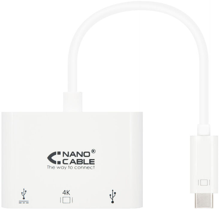Adaptador NanoCable USB-C M para HDMI F / USB A / USB-C 15 CM Blanco image number 0