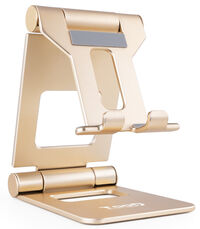 Soporte Mesa Tooq Ajustable p/ Smartphone/Tablet Max. 10" Dorado