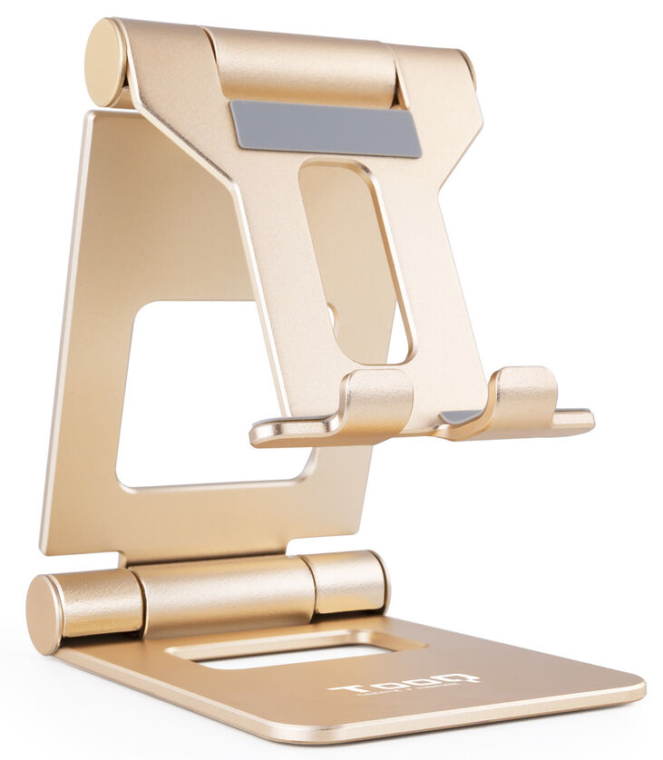 Soporte Mesa Tooq Ajustable p/ Smartphone/Tablet Max. 10" Dorado image number 0