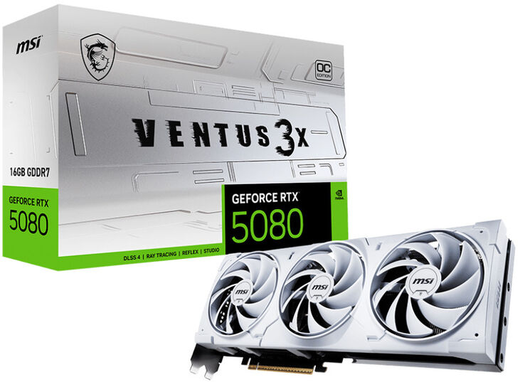 Tarjeta Gráfica MSI GeForce® RTX 5080 VENTUS 3X OC WHITE 16GB GDDR7 DLSS4 image number 0